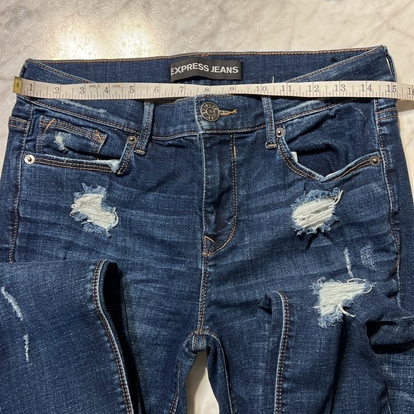 Express Jeans Legging MIA Midrise 8s NWOT Destructed Dark Wash - Picture 8 of 12